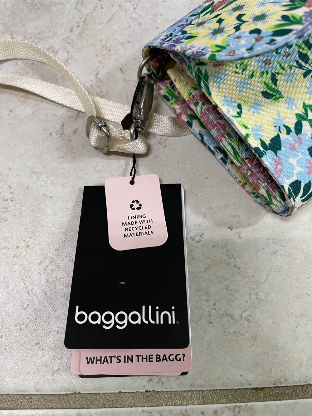 Baggallini Floral Crossbody in Pastel Multi with Cream Strap - Picture 9 of 14